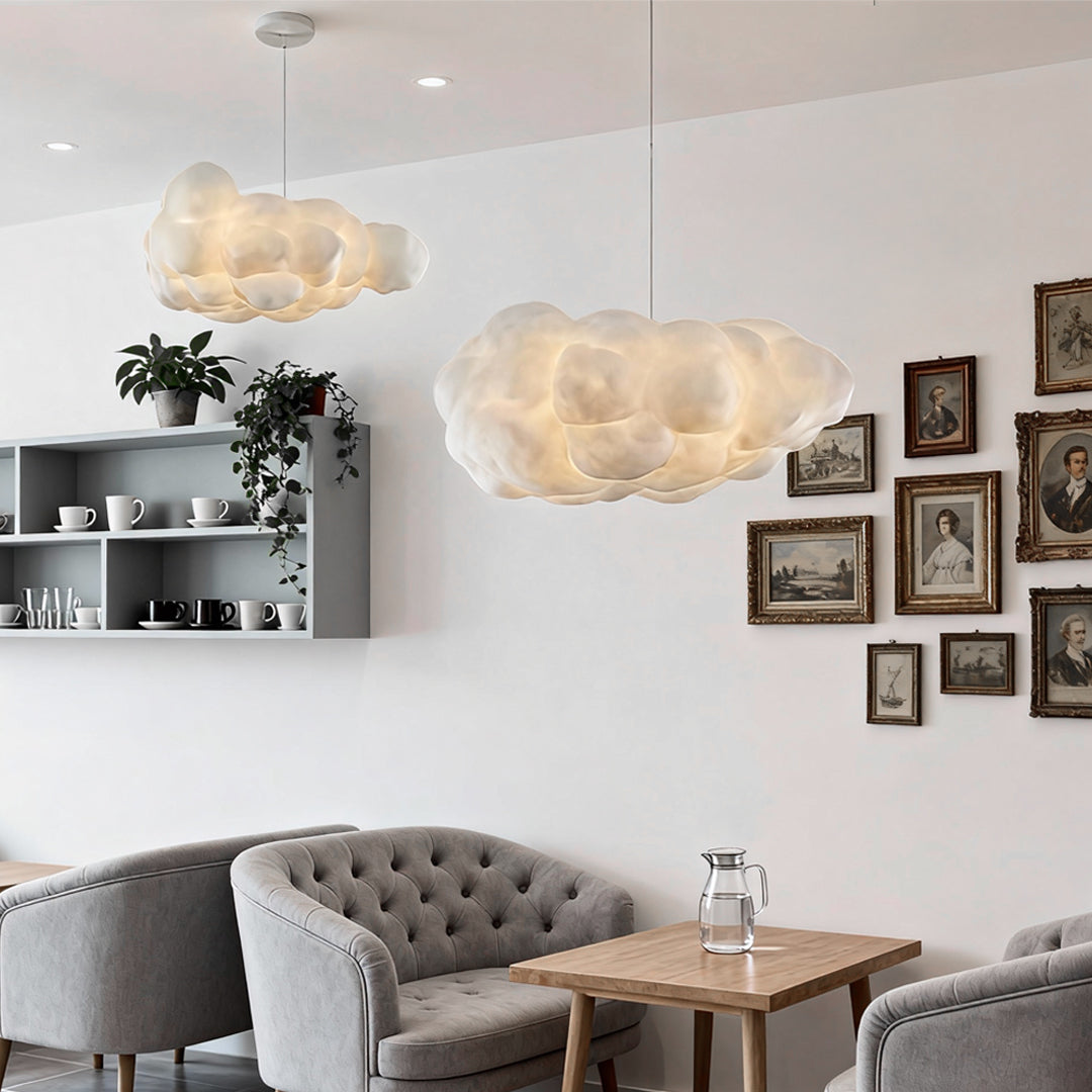Cloud-Form Pendant Light — Fabric Shade, 1-Light, 40W E26/E27, Multiple Sizes
