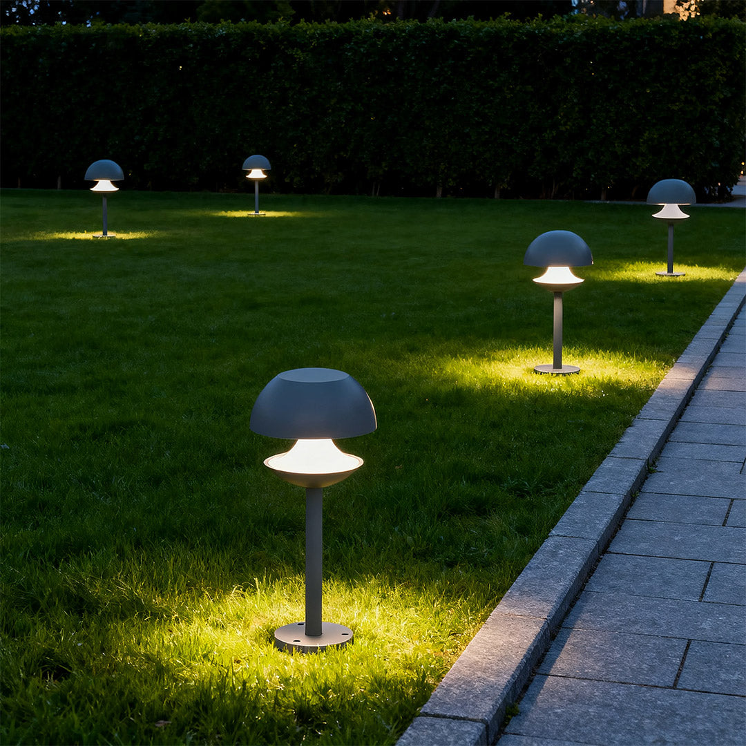 Mushroom Outdoor Path Light — Dual-Color Aluminum, 10W Integrated LED, IP54, 3 Heights