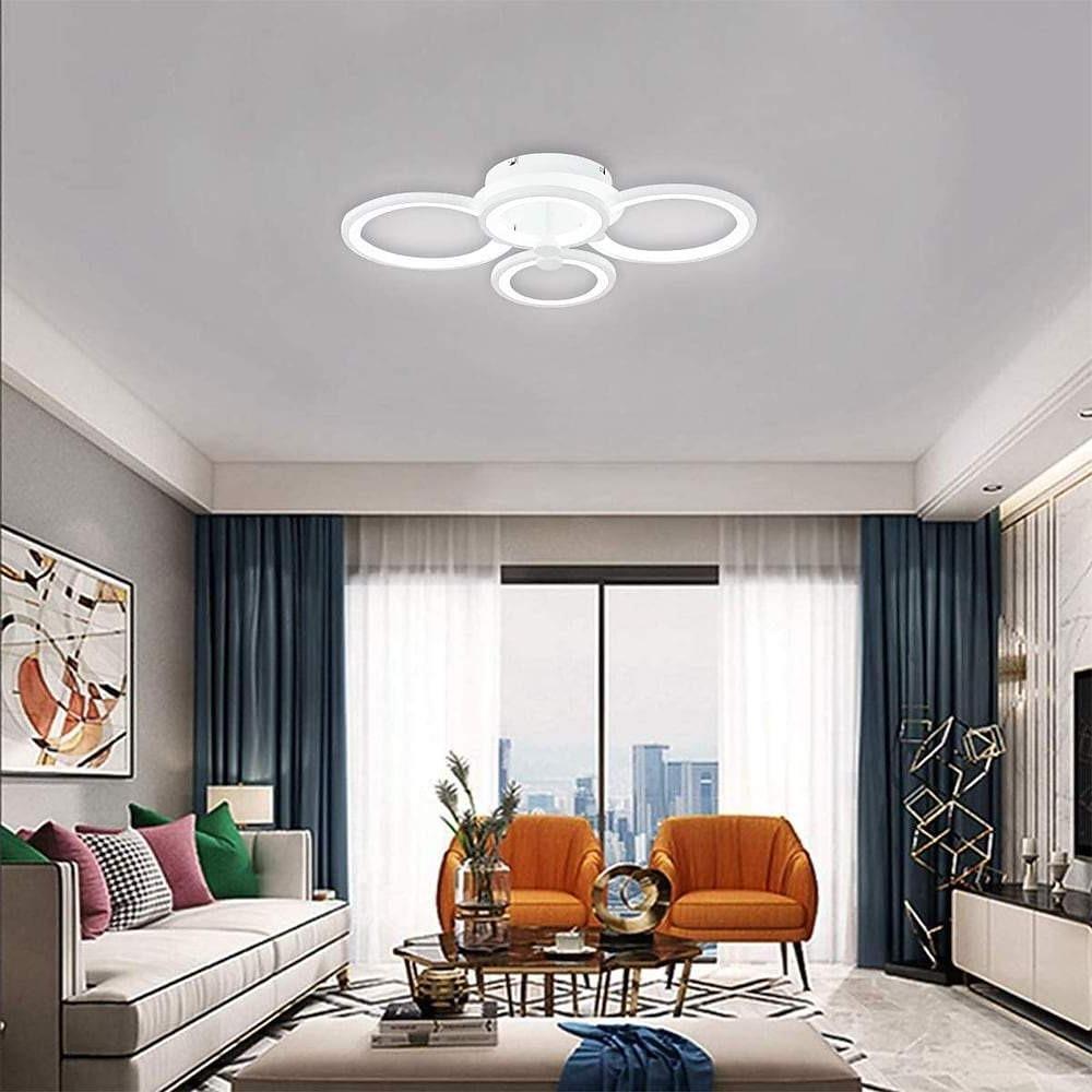 Overlapping Rings LED Semi-Flush Mount — Metal and Acrylic, 4-Light / 6-Light / 8-Light, Dimmable