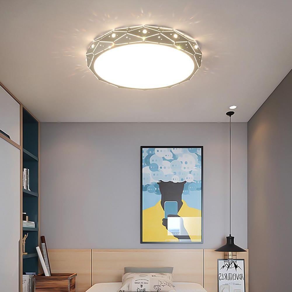 Circular Drum Flush-Mount LED Ceiling Light — Acrylic, Dimmable, Remote Control, 3000K/6500K, 18" or 22"