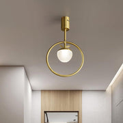 Modern Gold Ring LED Semi-Flush Mount — Copper and Acrylic, 6W Warm White, 10" Diameter