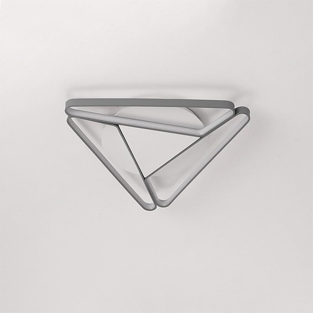 Geometric LED Flush-Mount Ceiling Light — Metal & PVC, 3-Light, 14W, 20" Diameter, Modern