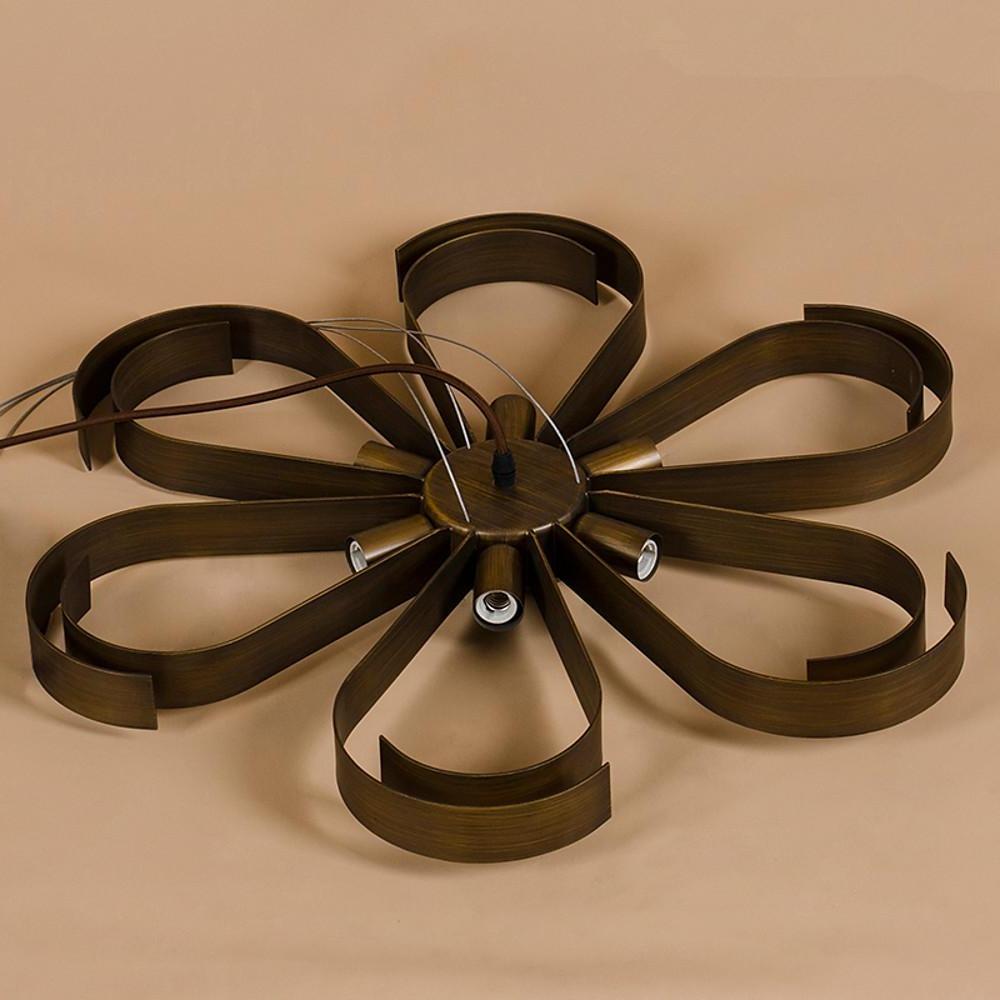 Petal-Shaped 6-Light Pendant Chandelier — Metal, Bronze or Dark Red, LED/Incandescent, 24" Diameter