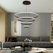 3-Ring Tiered Chandelier — Aluminum and Acrylic, LED, 3-Step Dimming (3000K/4500K/6000K), 2/3/4-Tier, Black or Gold