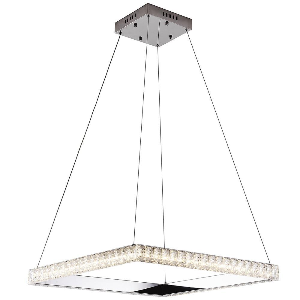 Modern Square LED Pendant Light with Electroplated Crystal Metal Chandelier