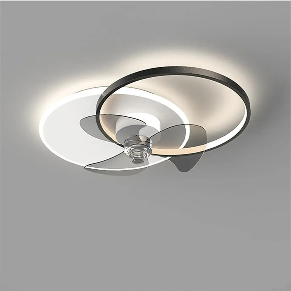 24'' Dimmable LED Circle Flush Mount Ceiling Fan with Remote Control for Bedroom Lighting Luxe
