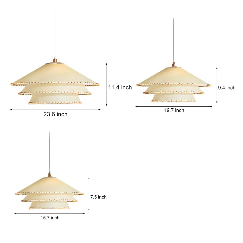 rustic 3 tier parchment pendant light 1 light hanging lamp with fabric shade