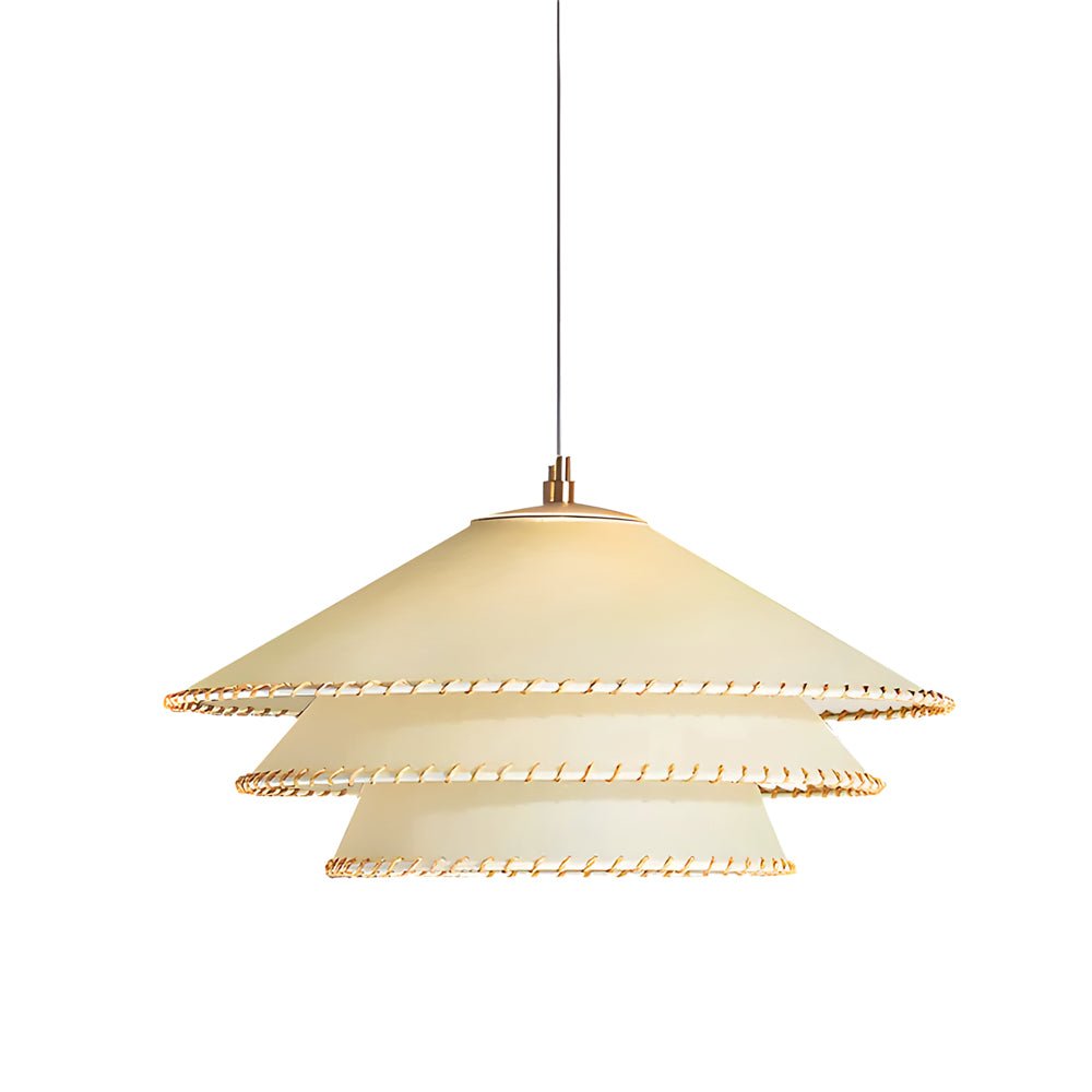 rustic 3 tier parchment pendant light 1 light hanging lamp with fabric shade