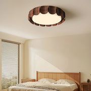 Full-Spectrum Eye-Care LED Flush Mount — Wood Grain & Iron, 39W, 3-Step Dimming (3000K/4000K/6000K), High-CRI 97, 19.69"