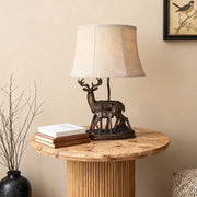 Decorative Table Lamp Featuring a Sculpted Mother Deer and Fawn Luxe