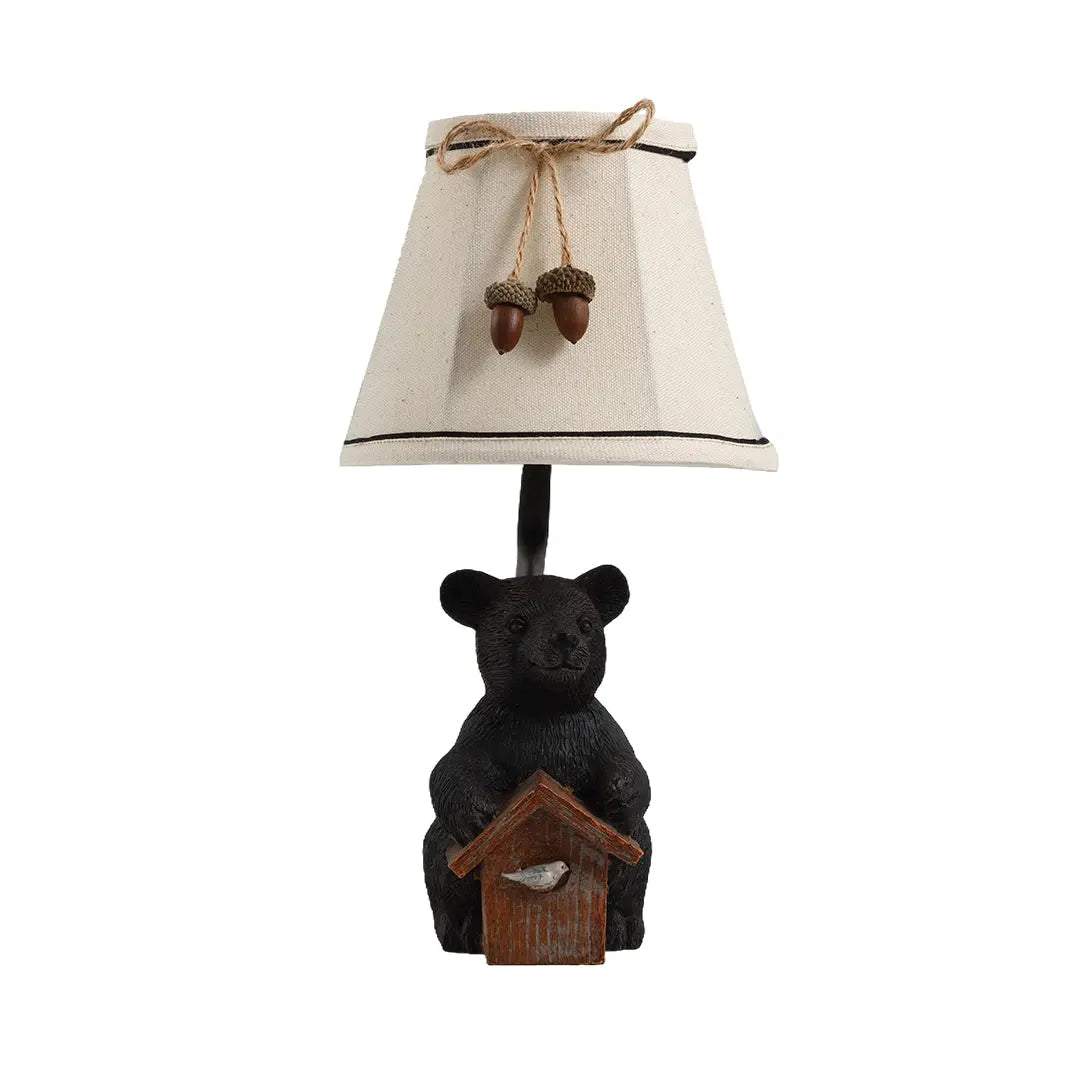 Charming European-Style Bear Table Lamp with Novelty Fabric Lampshade Luxe
