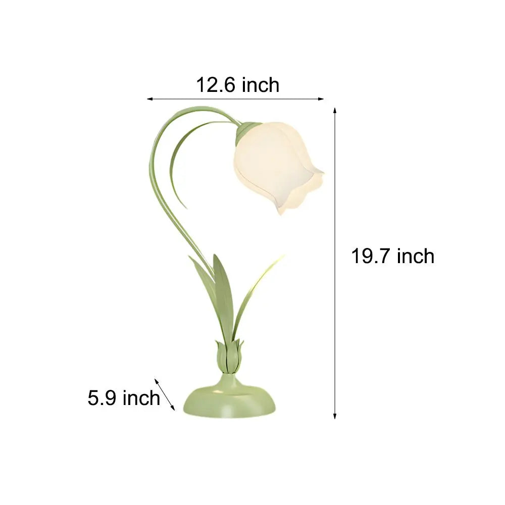 Rustic Green Desk Lamp Featuring a White Floral Shade and 3-Step Dimming for Your Home Office Luxe