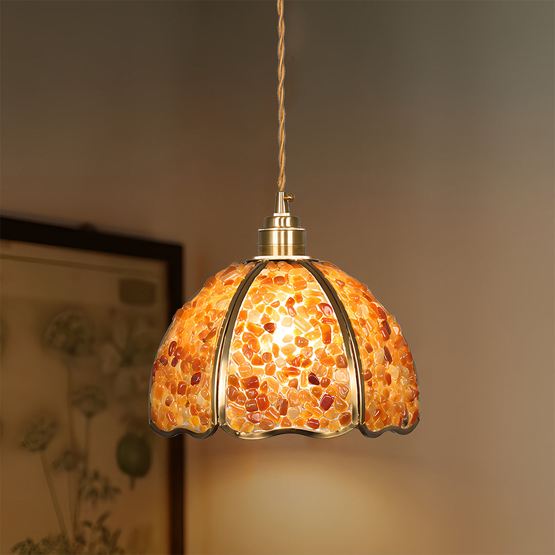 Vintage Crystal Mini Pendant — Full Copper, E27, 12W LED, Three-Color Dimming, 8.66" Diameter, 7 Styles