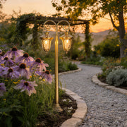 Vintage Copper Outdoor Path Light — Solid Copper, Glass Shade, E27, IP55, Single or Double-Head