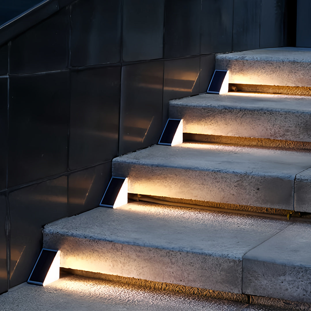 RGB Solar Step & Deck Lights, 4-Pack — ABS/PC, LED, IP65 Weatherproof, Warm White + 7-Color Mode, Auto Dusk-On
