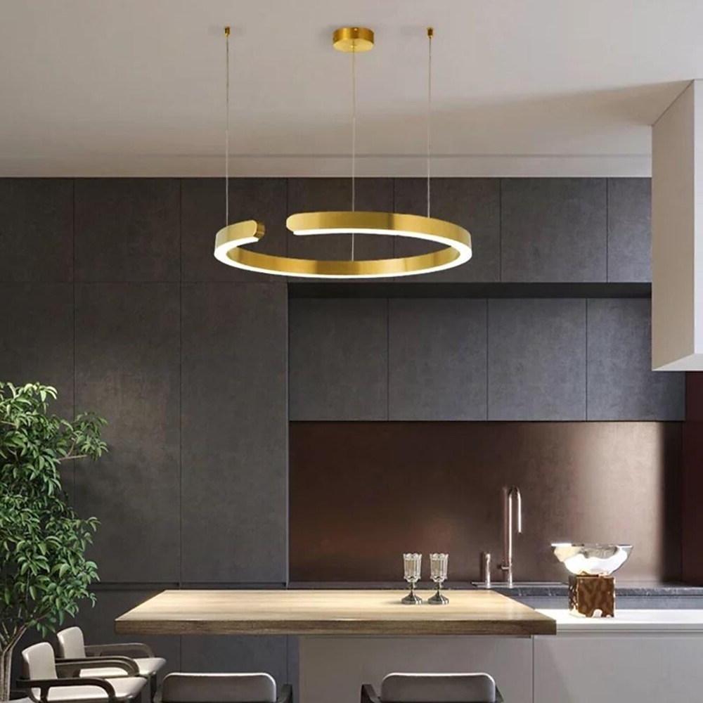Open Ring LED Pendant Light — Stainless Steel and Acrylic, 24" Diameter, 3000–5400K, Gold Finish