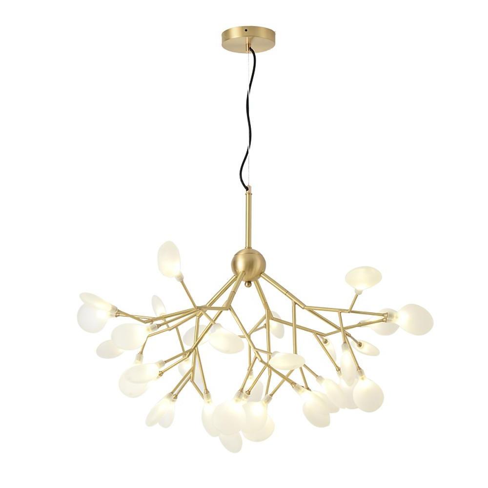 Sputnik Chandelier — Copper and Glass, 45-Light LED, 36" Diameter, Brass Finish