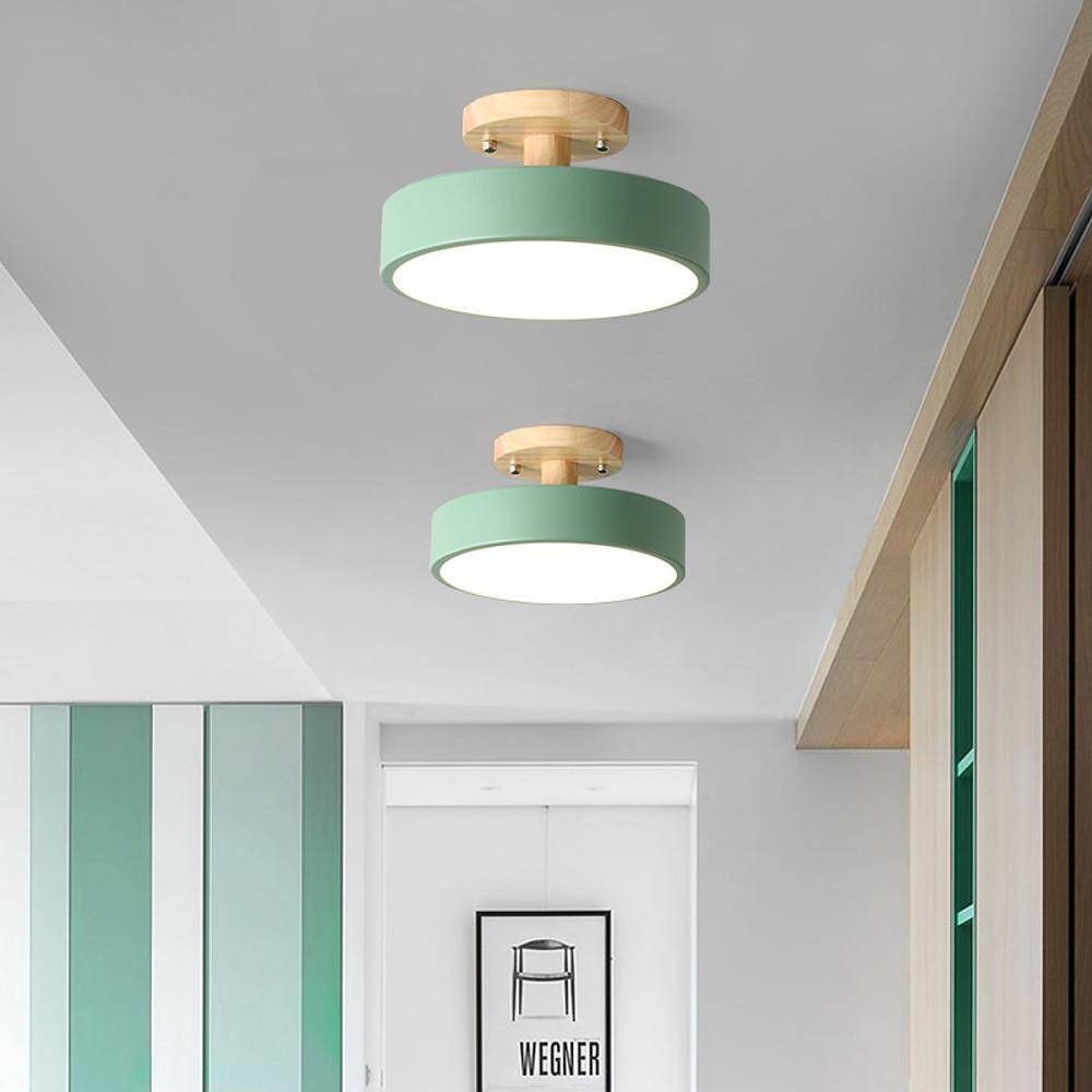Round Modern Flush-Mount Ceiling Light — Metal, 12W LED, 3-Step Dimming, 9" Diameter