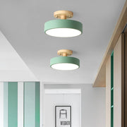Round Modern Flush-Mount Ceiling Light — Metal, 12W LED, 3-Step Dimming, 9" Diameter