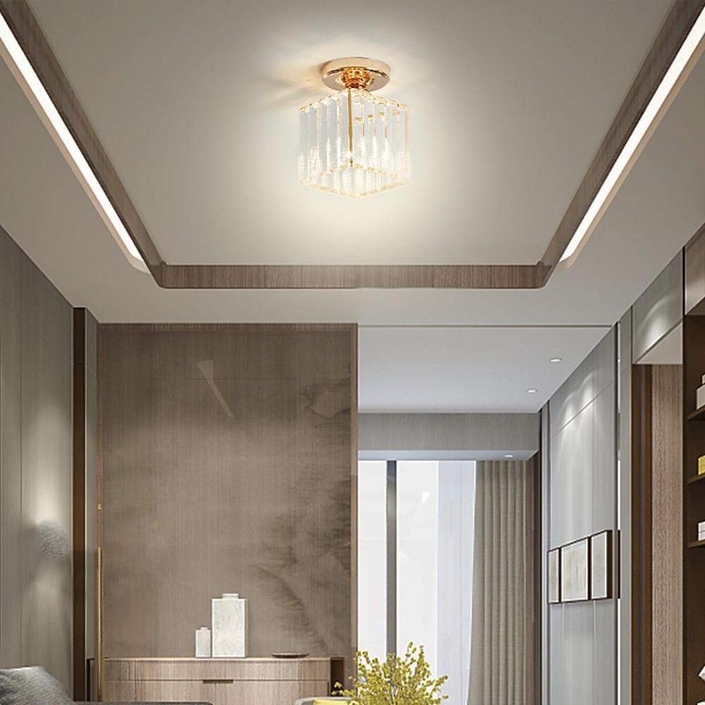 Modern Semi Flush Mount Ceiling Lights with Crystal Foyer Design