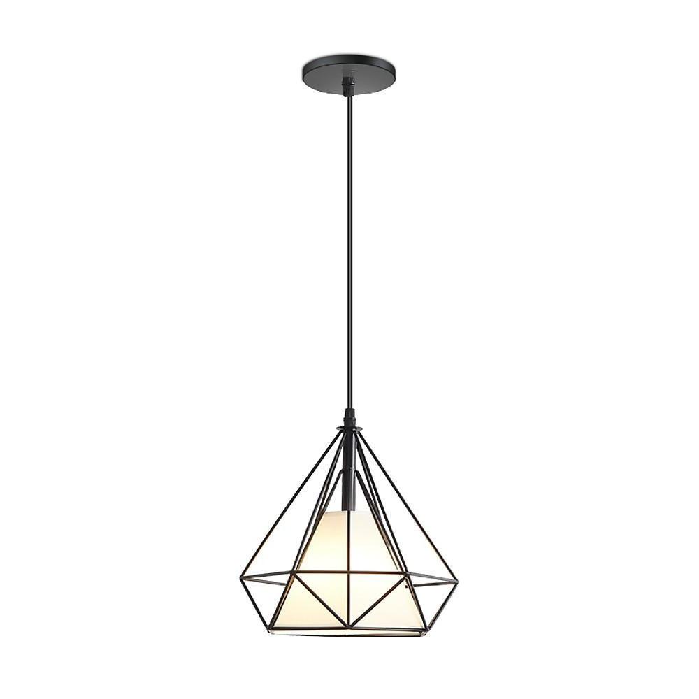 Geometric Metal Cage Mini Pendant — 10" Diameter, LED 9W, Adjustable Cord, Multi-Finish