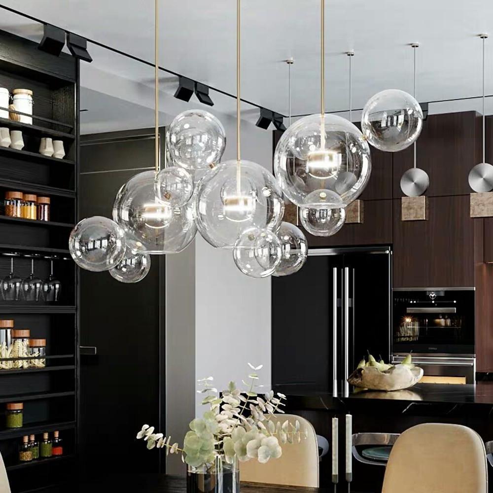 Globe Bubble Glass Multi-Light Pendant — Aluminum, LED, 1-, 3-, 4-, or 6-Light
