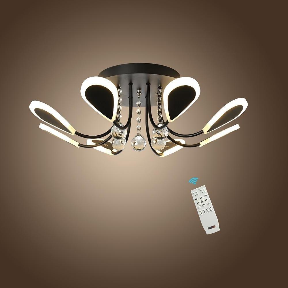 Contemporary 8-Light Crystal Flush Mount — Metal and Acrylic, Integrated LED, Dimmable, 3000K–6000K, 23"