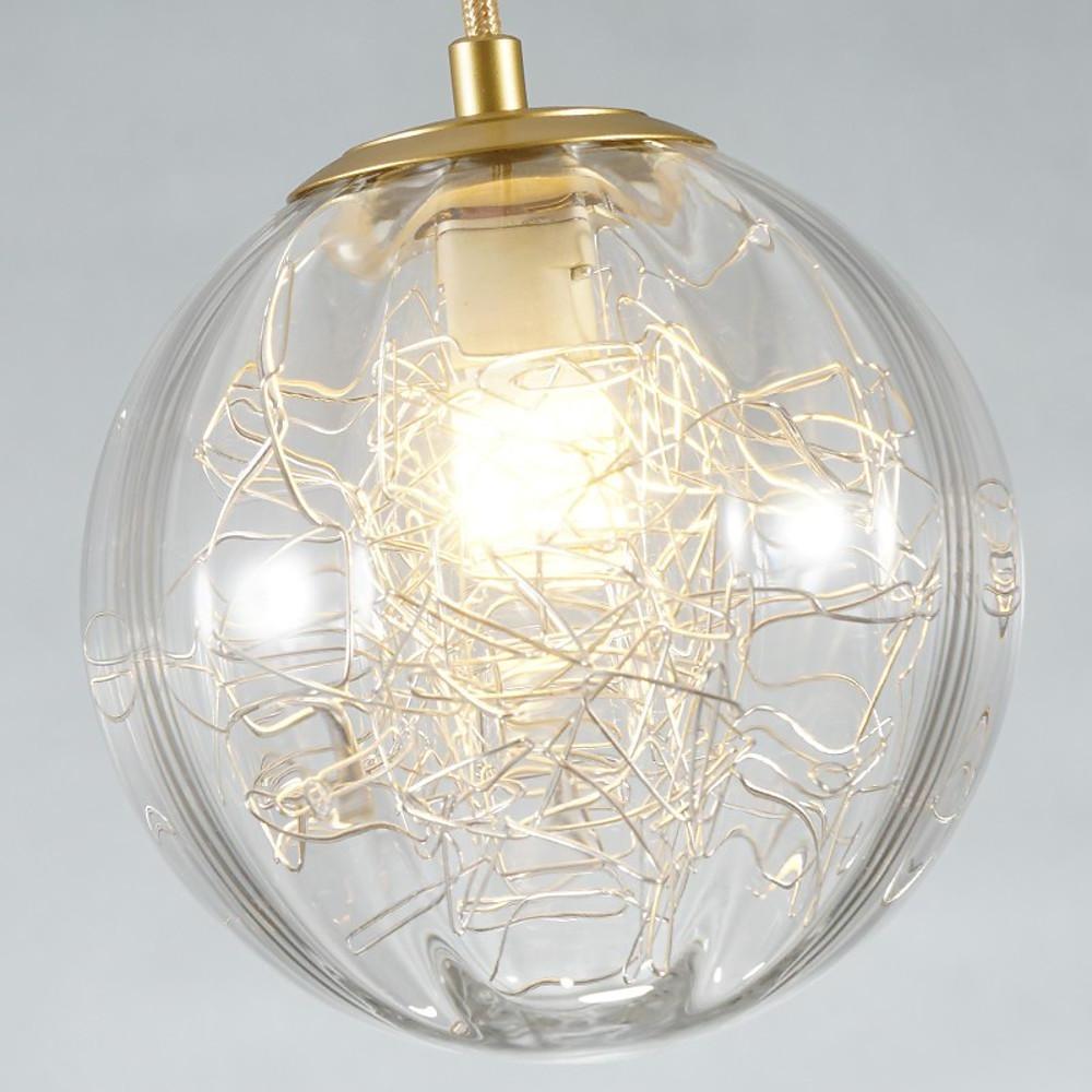Glass Globe Multi-Light Pendant — Clear Glass, 6" Diameter, Adjustable 39" Cord