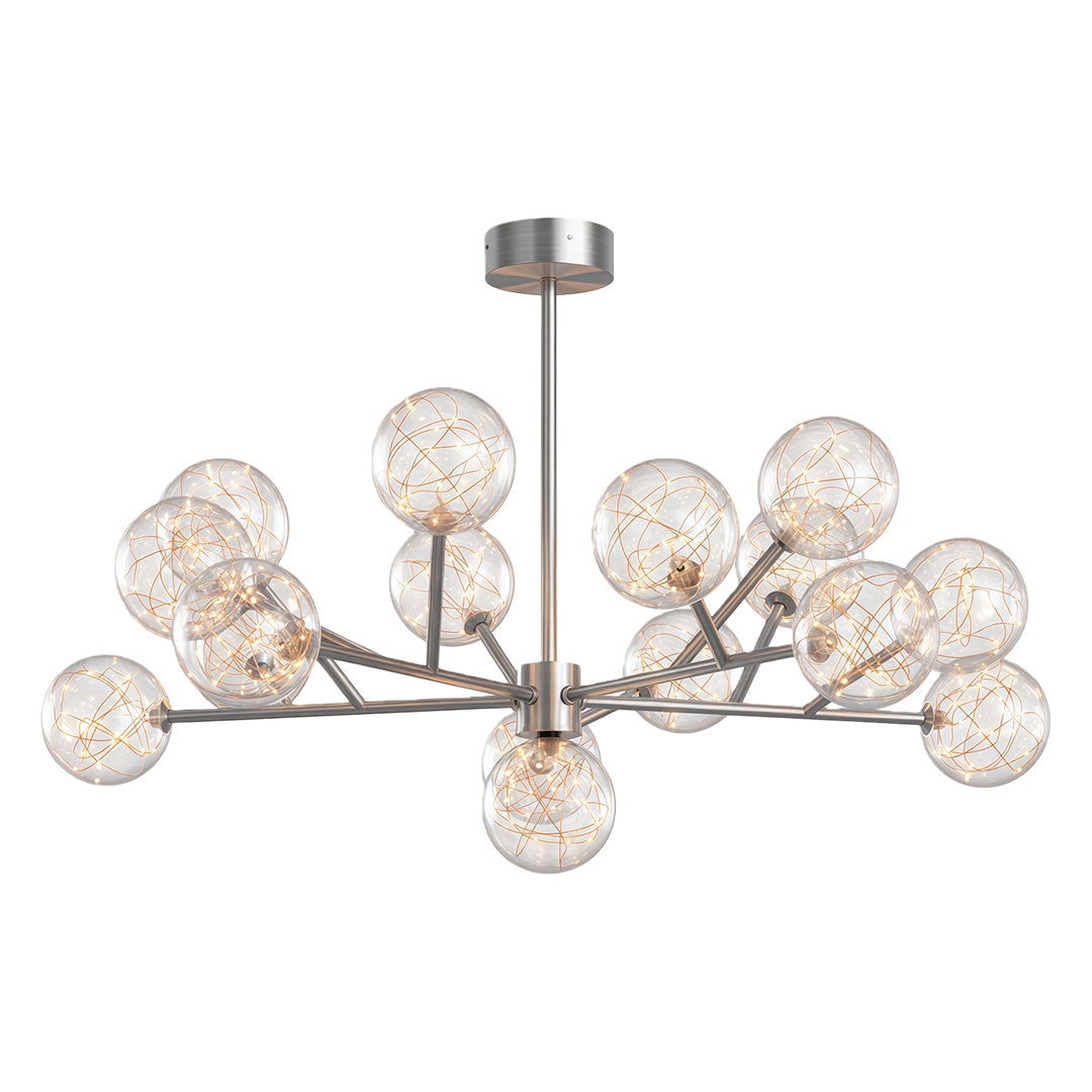 Full Sky Star Glass Globe Chandelier — Copper / Chrome / Black, 10 to 19-Head, Three-Color Dimming