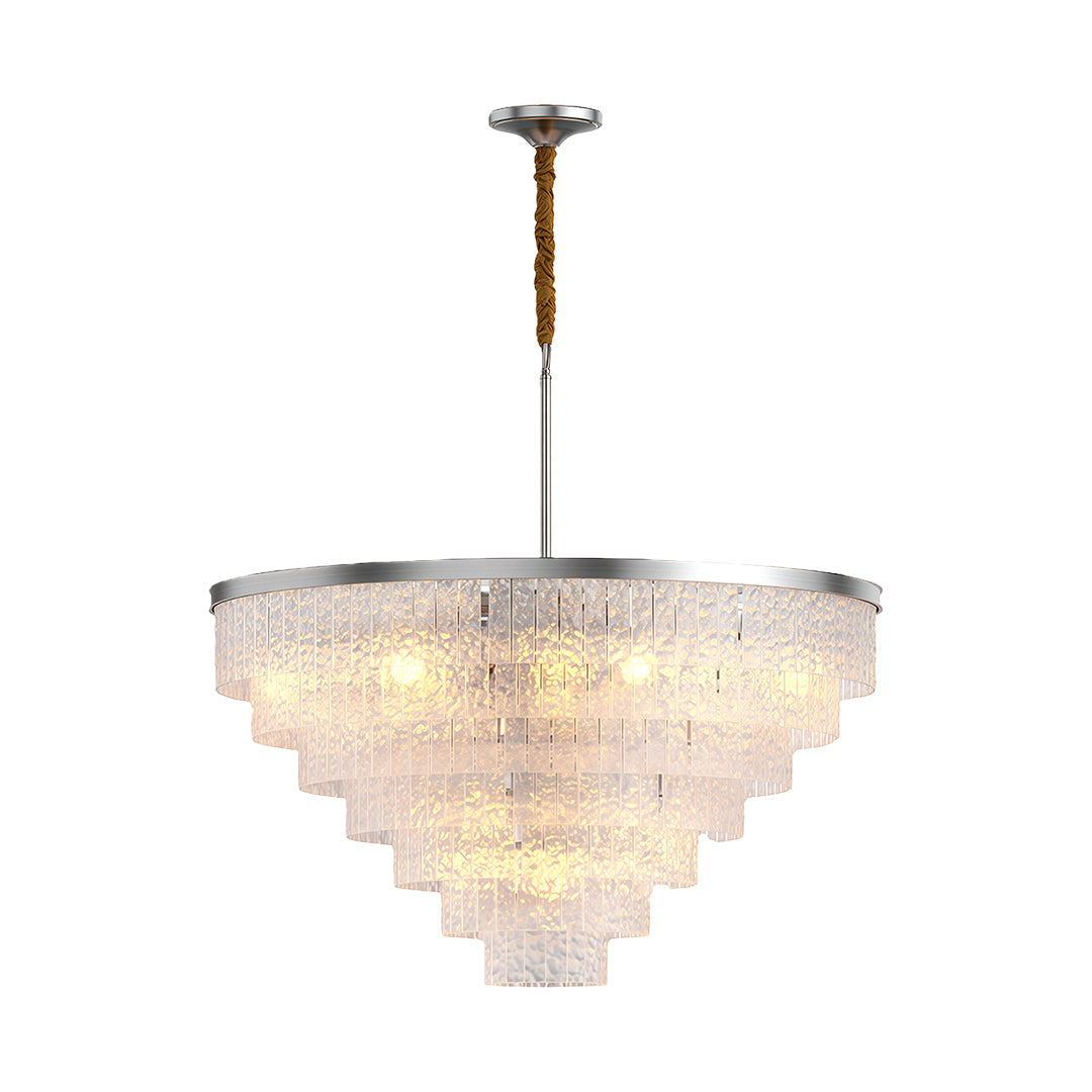 Minimalist Full-Copper Chandelier — Transparent Glass, E14, Round or Linear, Modern Geometric