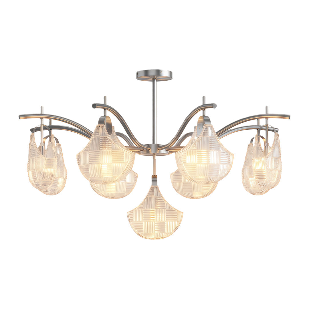 Shell Chandelier — Seashell Glass Shades, Full Copper Frame, G9, 3/7/9/16-Light, Copper / Chrome / Black