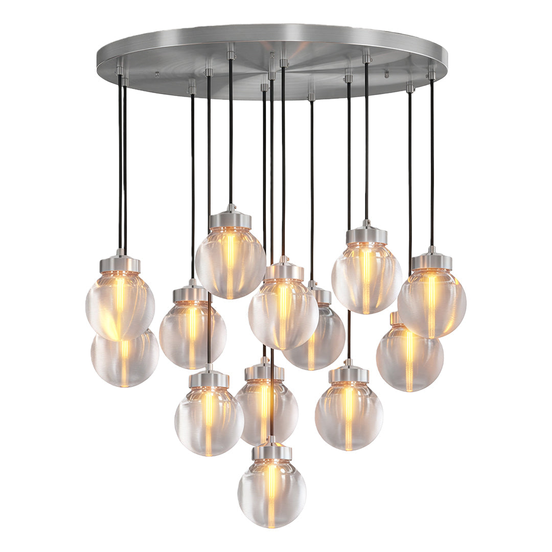 Contemporary Copper Chandelier — Solid Brass Frame, Clear Glass Shades, G9, 1- to 19-Light, Black / Chrome / Copper Finish