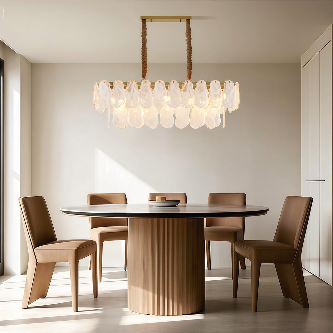 Mid-Century Modern Chandelier — Full-Copper Frame, Transparent Glass, E14, Multiple Sizes