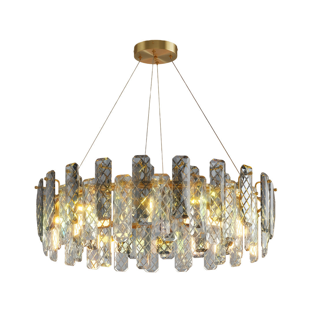 Contemporary Crystal Chandelier — Copper / Chrome / Black, Cut Crystal, Eye-Protecting, 47.2" Adjustable Chain