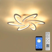 Geometric Flower LED Flush-Mount Ceiling Light — Acrylic & Aluminum, 3-Step Dimming, 3000K–7000K, 3-Light / 6-Light / 12-Light