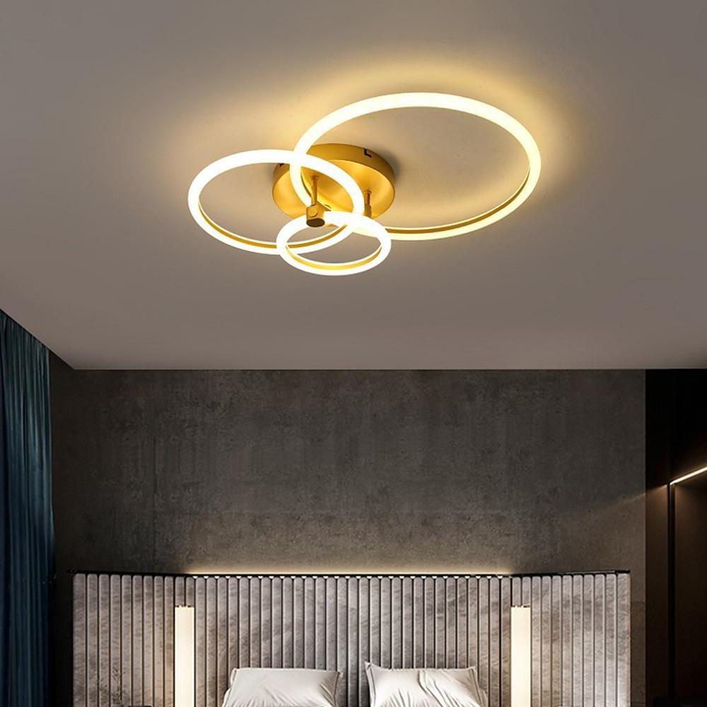 Circular Ring LED Flush-Mount Ceiling Light — Metal & Acrylic, Dimmable with Remote, 2-Light to 6-Light, 18"–30"