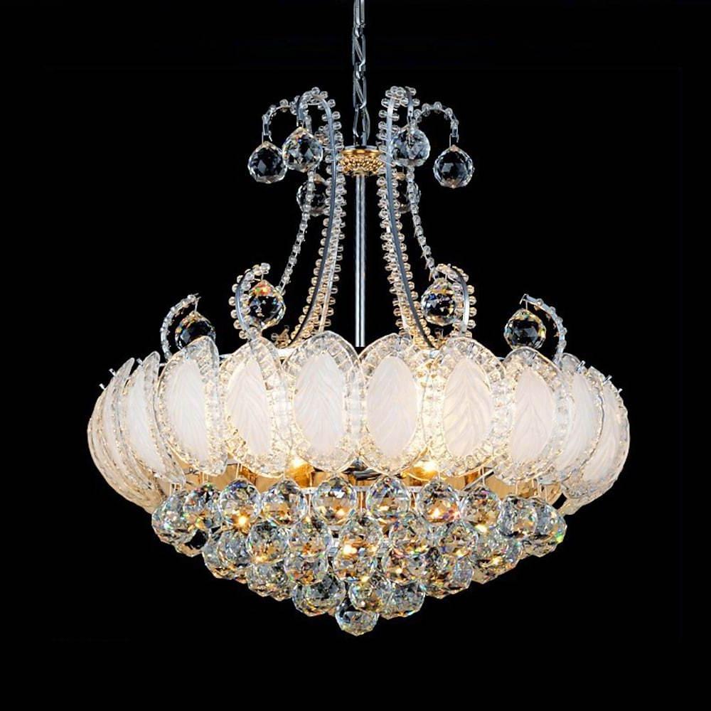 8-Light Vintage Crystal Chandeliers in Modern Gold and Silver for Living Rooms