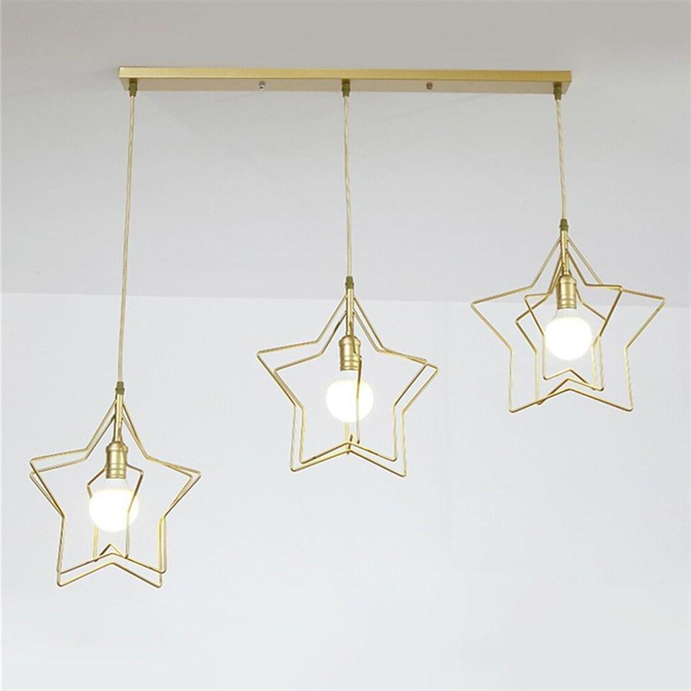 Multi-Star Geometric Pendant Light — Metal, Black or Gold, 1- or 3-Light, 3000–6000K