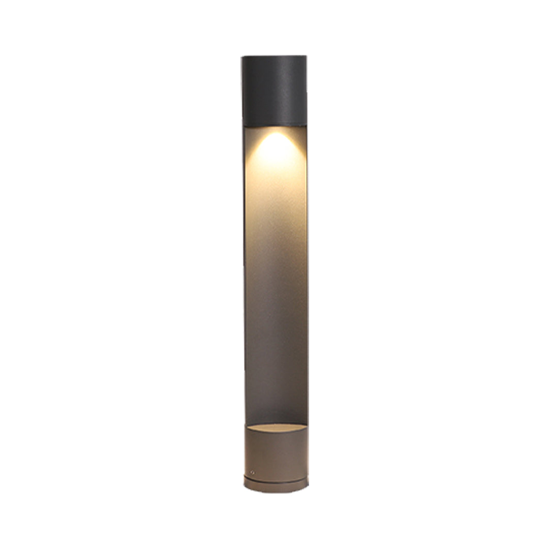 Minimalist Cylindrical Bollard Path Light — Black Die-Cast Aluminum, 12W LED, 3000K, IP65 Weatherproof, 23.5"