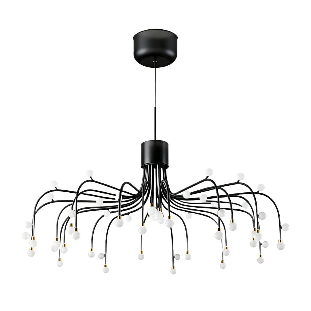 Modern Retro Chandelier — Iron and Aluminum, White Acrylic, 4000K LED, 47.2" Adjustable Chain, Black / White / Gold