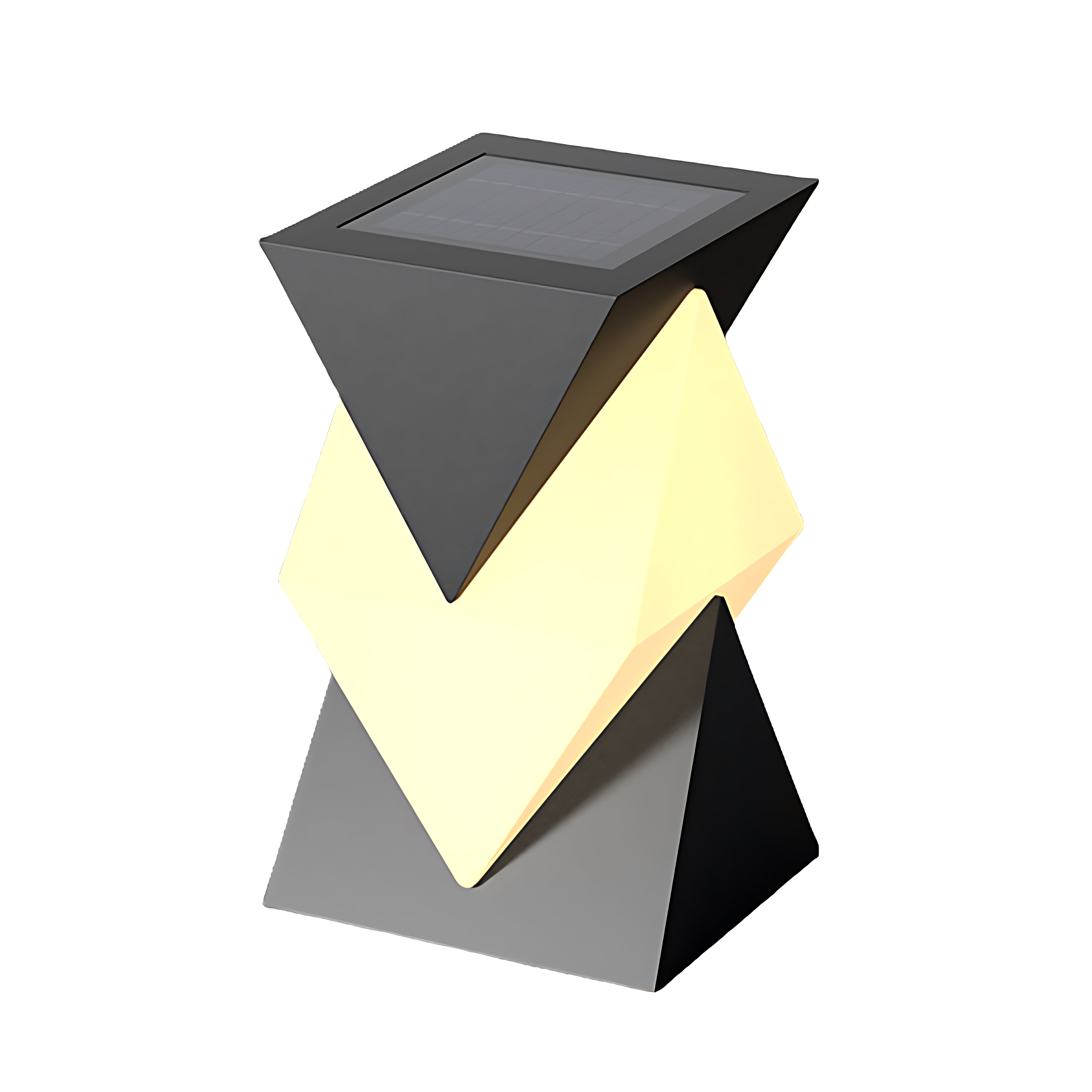 Minimalist Geometric Outdoor Pillar Light — Stainless Steel, LED, IP65, Solar or Hardwired, 3000K Warm White