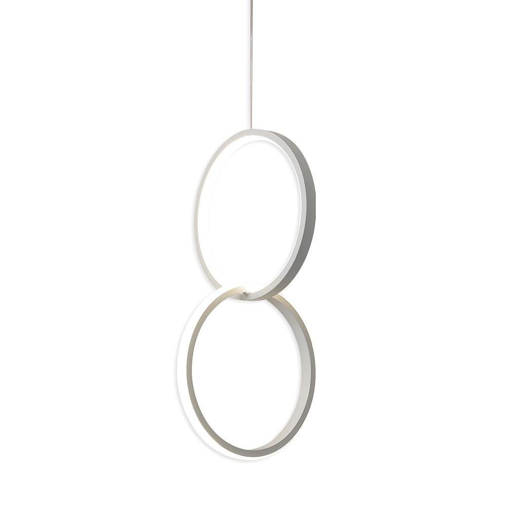 Interlocking Dual-Ring LED Pendant Light — Aluminum and Acrylic, Dimmable, Remote Control, 3000K–6000K, 59" Adjustable Cord