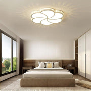 Flower Crystal LED Flush-Mount Ceiling Light — White Metal, 20" Diameter, Dimmable 3000K–6000K