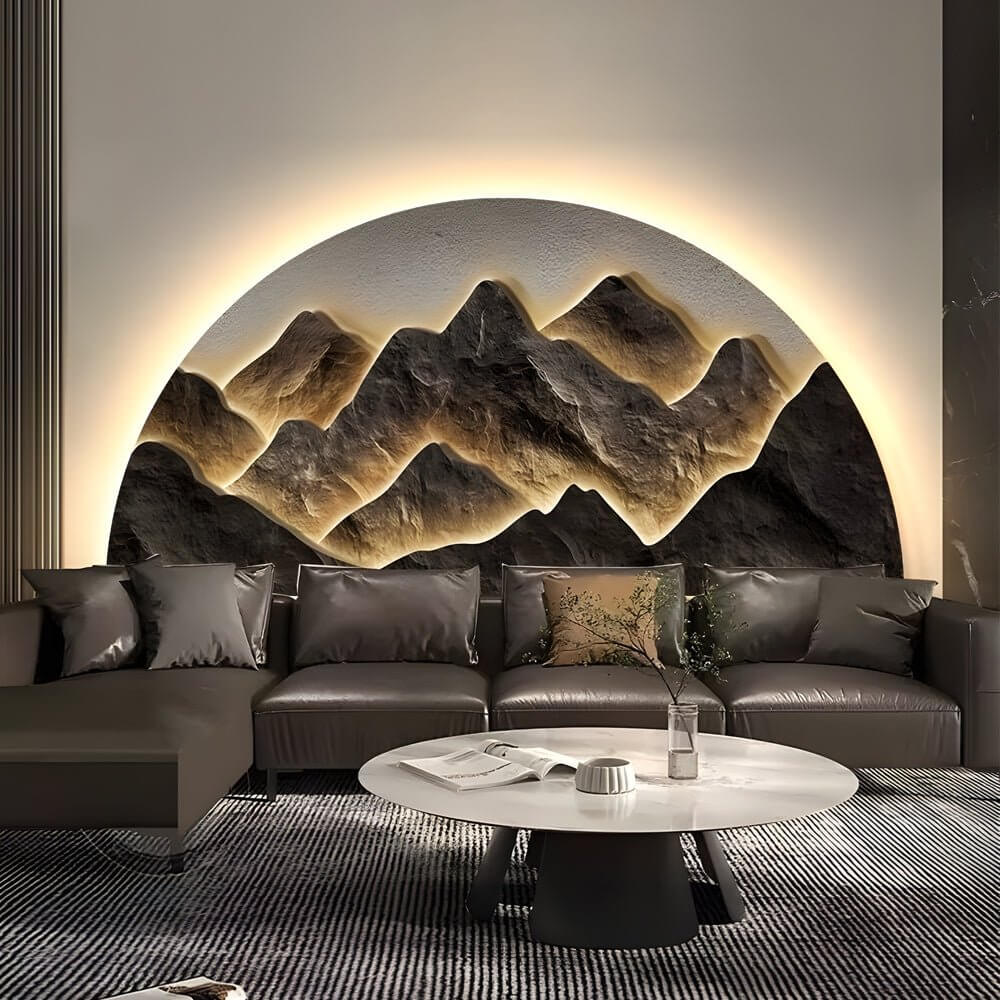 semicircular led wall art with decorative lighting