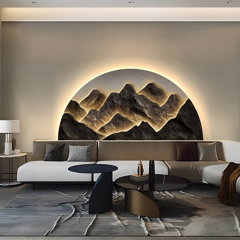semicircular led wall art with decorative lighting