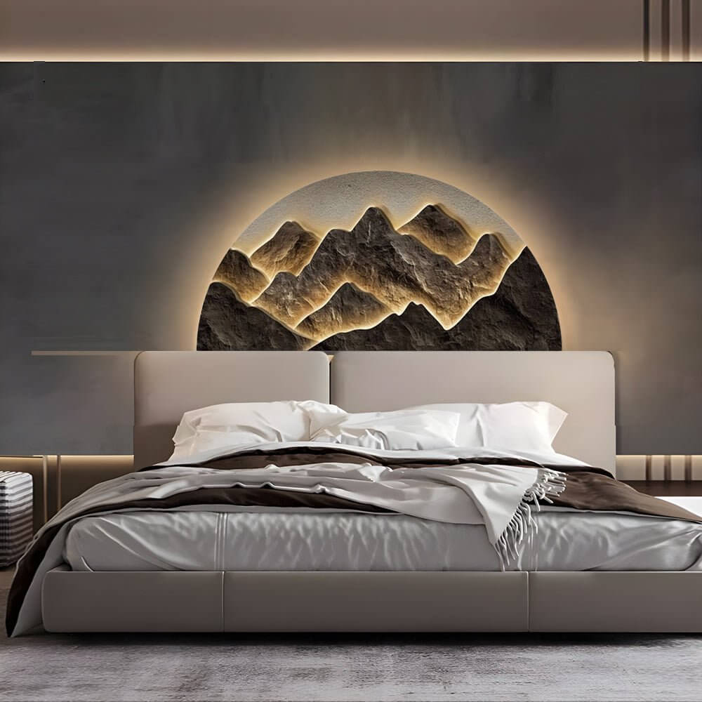 semicircular led wall art with decorative lighting