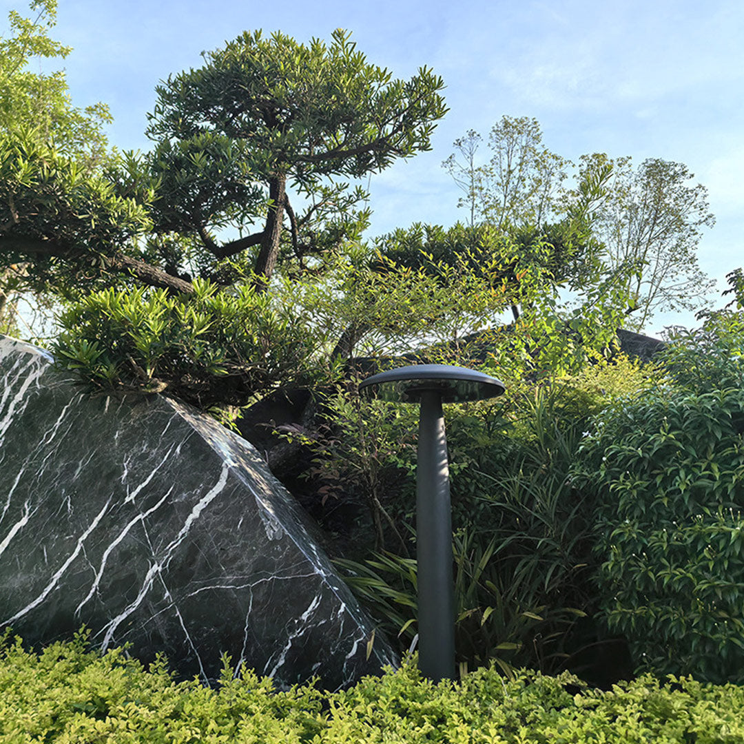 Mushroom Outdoor Bollard Light — Sand-Black Aluminum, LED, 10W/20W/30W, IP65, 3000K