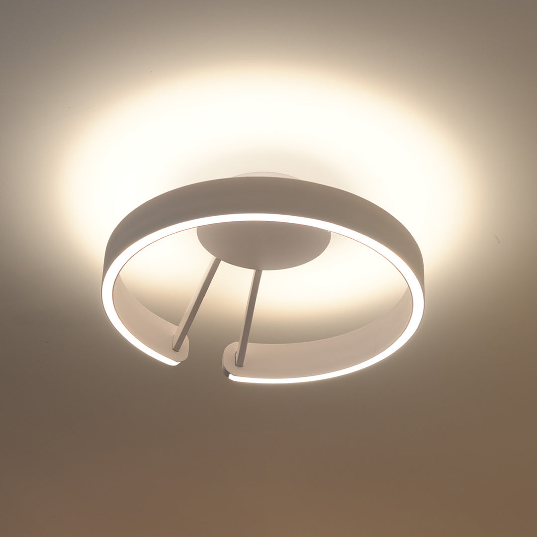 Minimalist Halo Ring Flush-Mount Ceiling Light — Iron & Aluminum, 80W LED, 15.8" or 23.6", Black / White / Coffee Brown