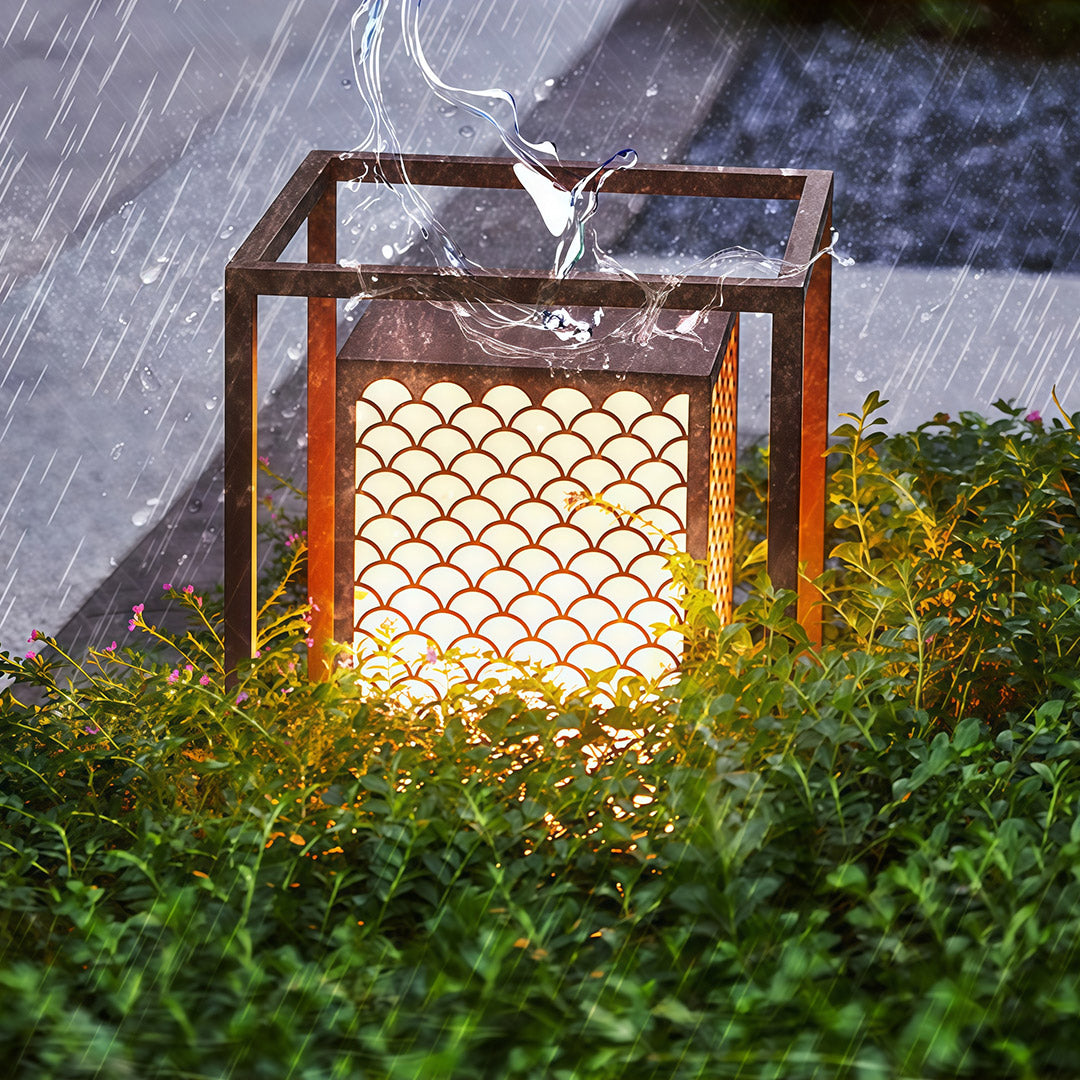 Faux Marble Outdoor Bollard Light — Stainless Steel, Coffee-Brown, Three-Color Dimming, IP54, LED, Two Sizes