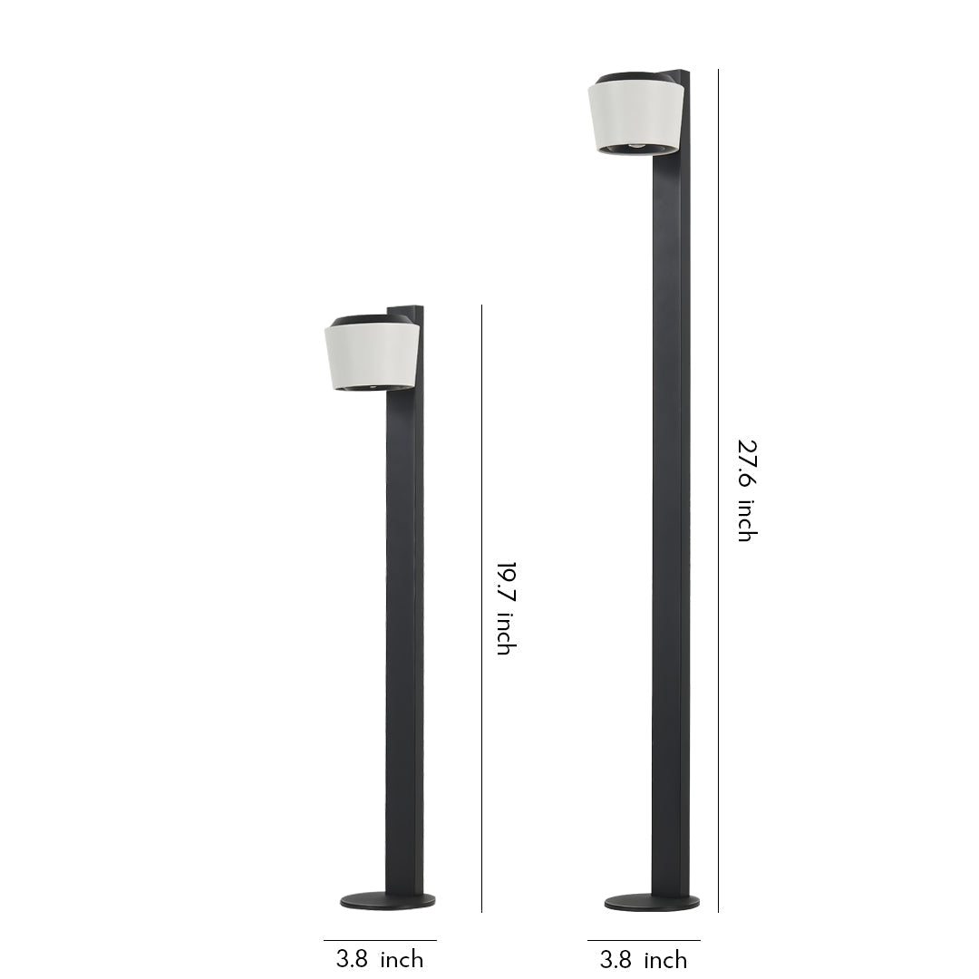 Minimalist Aluminum Path Light — Glass Shade, 12W LED, IP65, 19.7" or 27.6", DC 24V